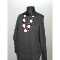 Melanżowy kobiecy sweter OVERSIZE ze ściągaczami - grafitowy